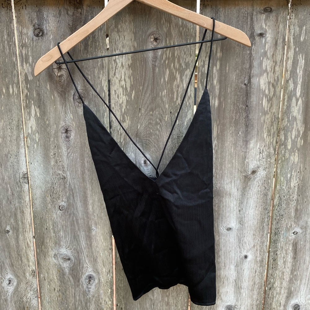 Black strappy backless cami, size M